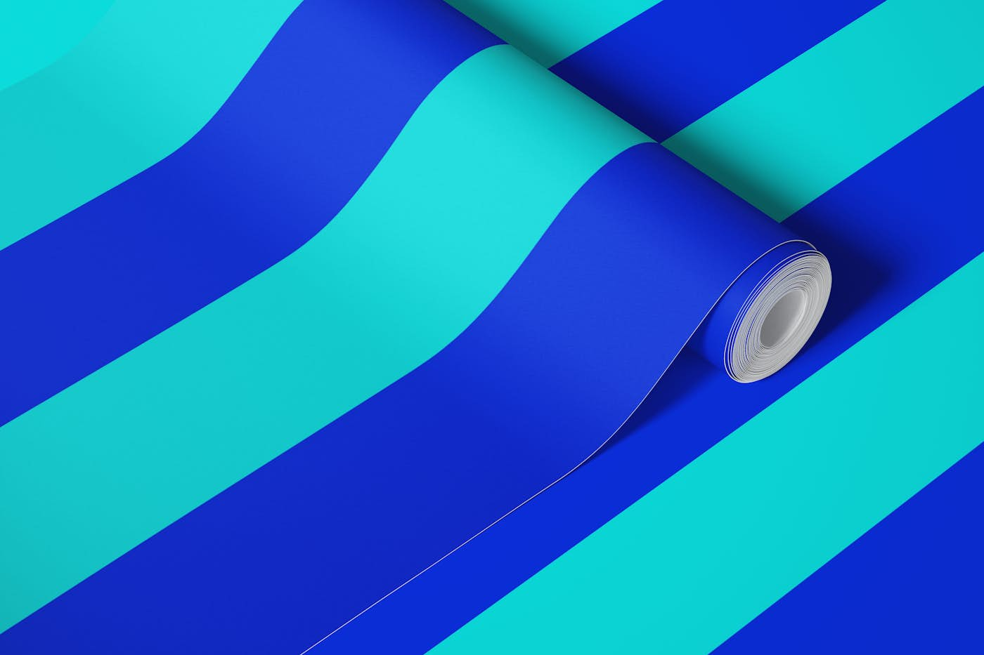 Circus stripes turquoise cobalt wallpaper roll