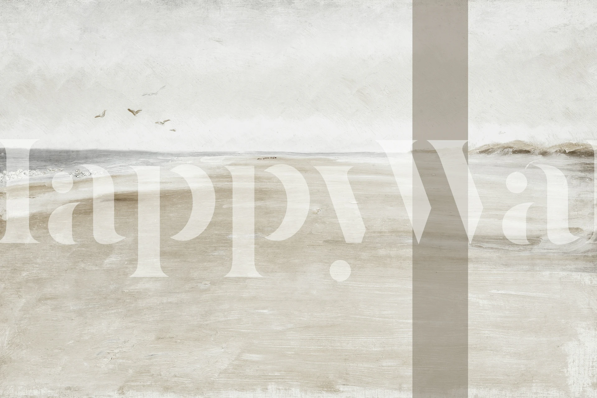 Vintage Collage Beach Landscape Tapete in einem Raum