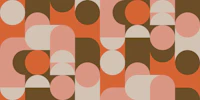 Bauhaus Circles - Brown Pink Orange Cream wallpaper