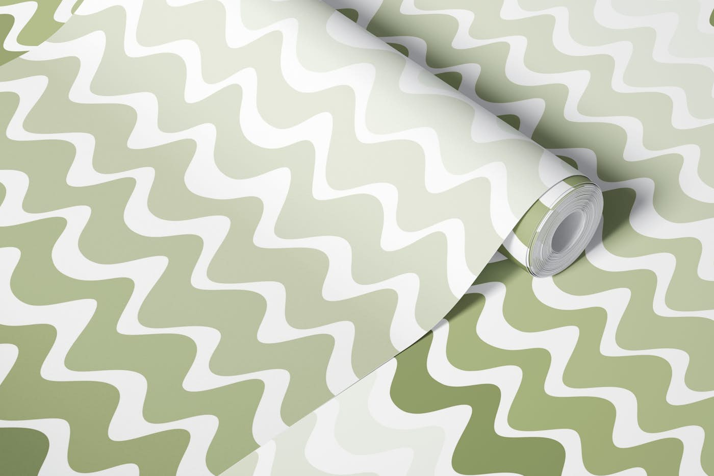 Gradient Waves - Fern Green wallpaper roll