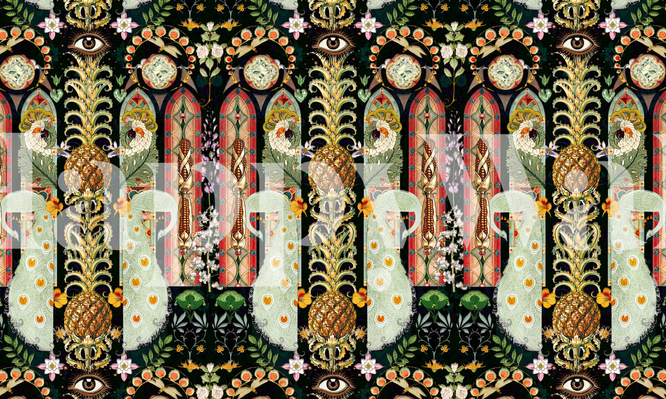 Victorian Midnight IV wallpaper design in a room