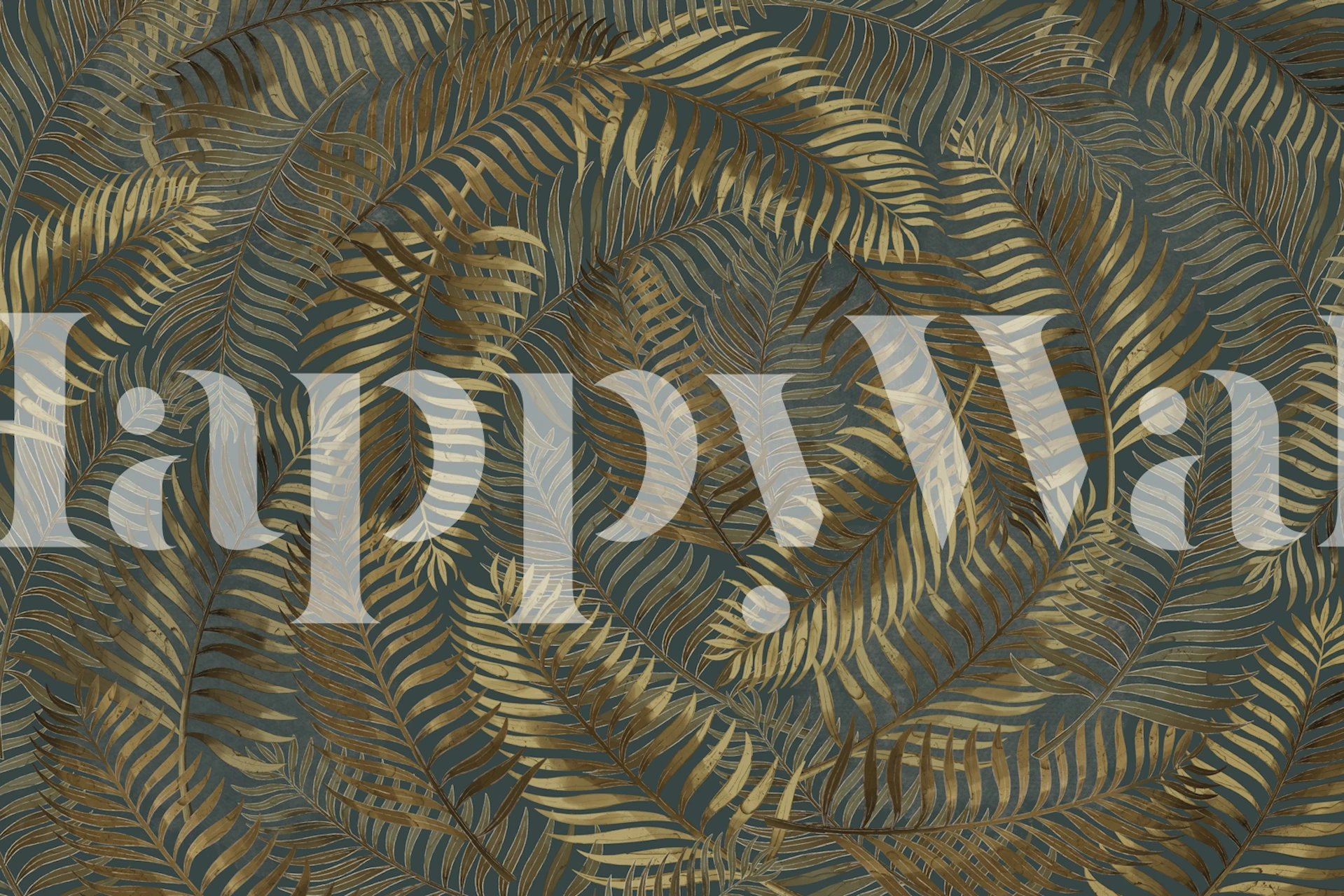 Floating Palm Leaves Green taustakuu in huoneessa