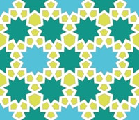 Arabesque art style 11 blue green yellow wallpaper