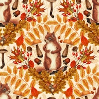 Autumn squirrel on off white carta da parati