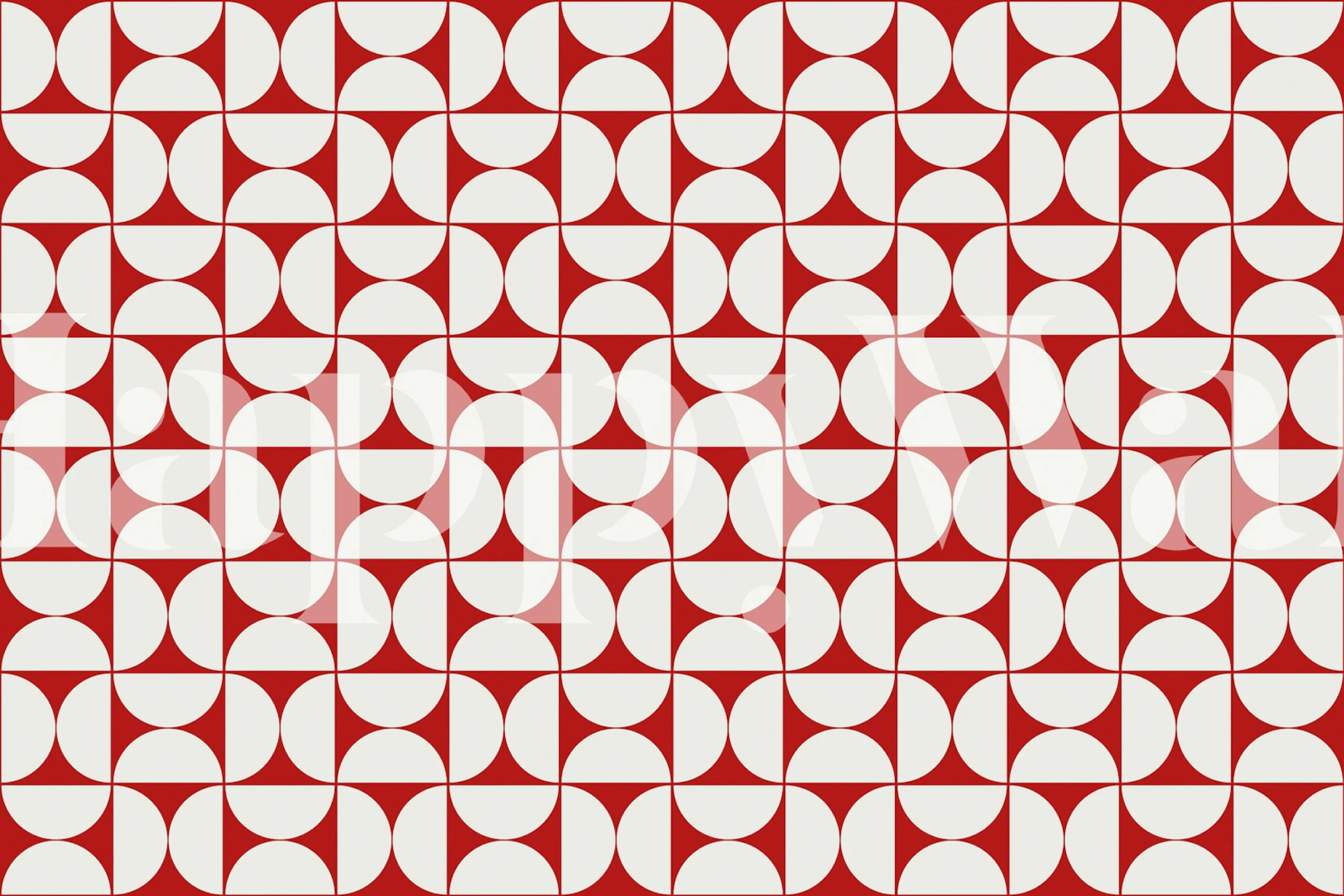 Mural de parede com padrão geométrico moderno de meados do século em cores vermelho e branco