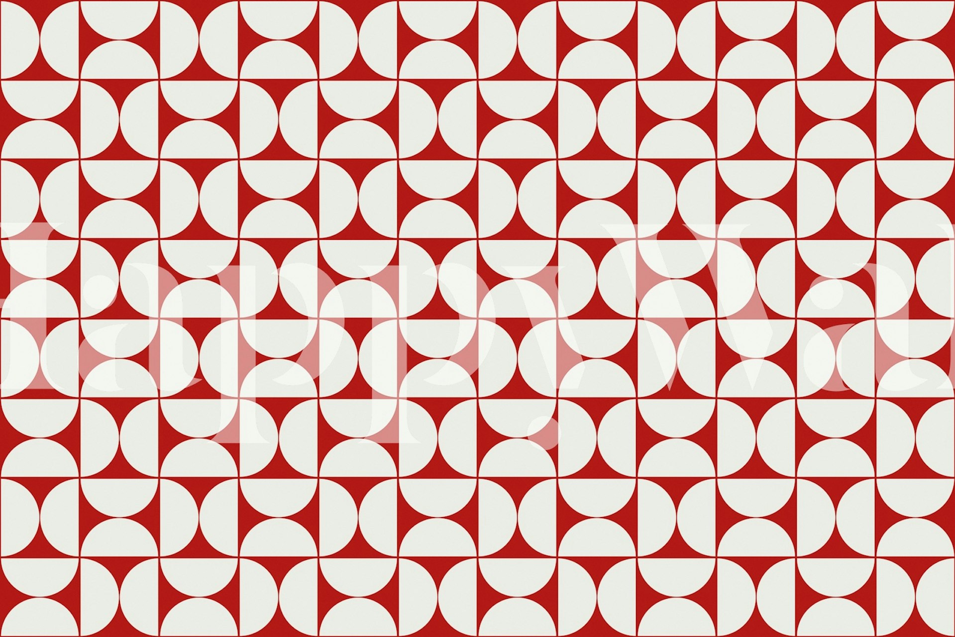 Mid-Century Modern geometric pattern wall mural in red and white colors