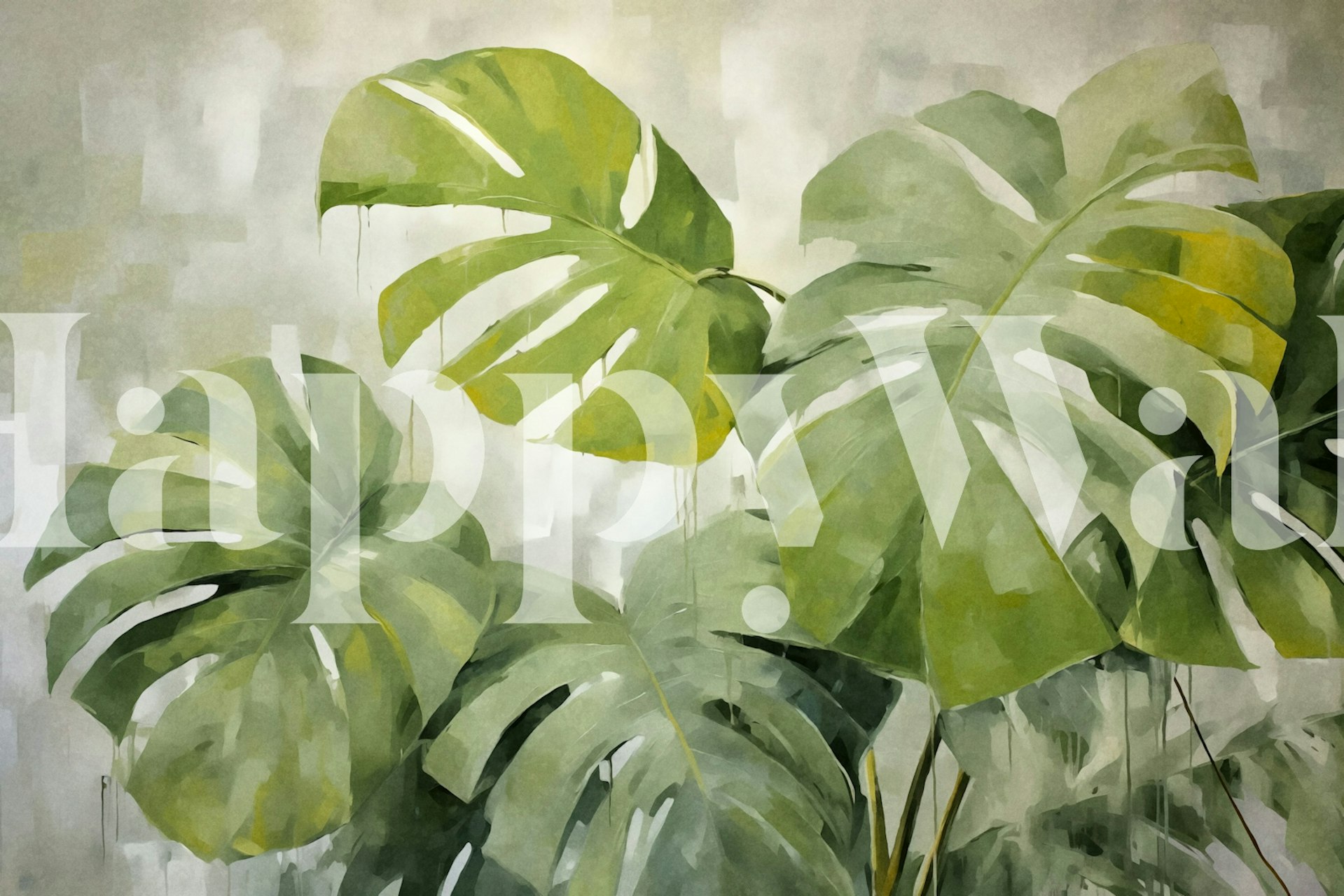 Green Monstrea Jungle Vibes wallpaper in a room