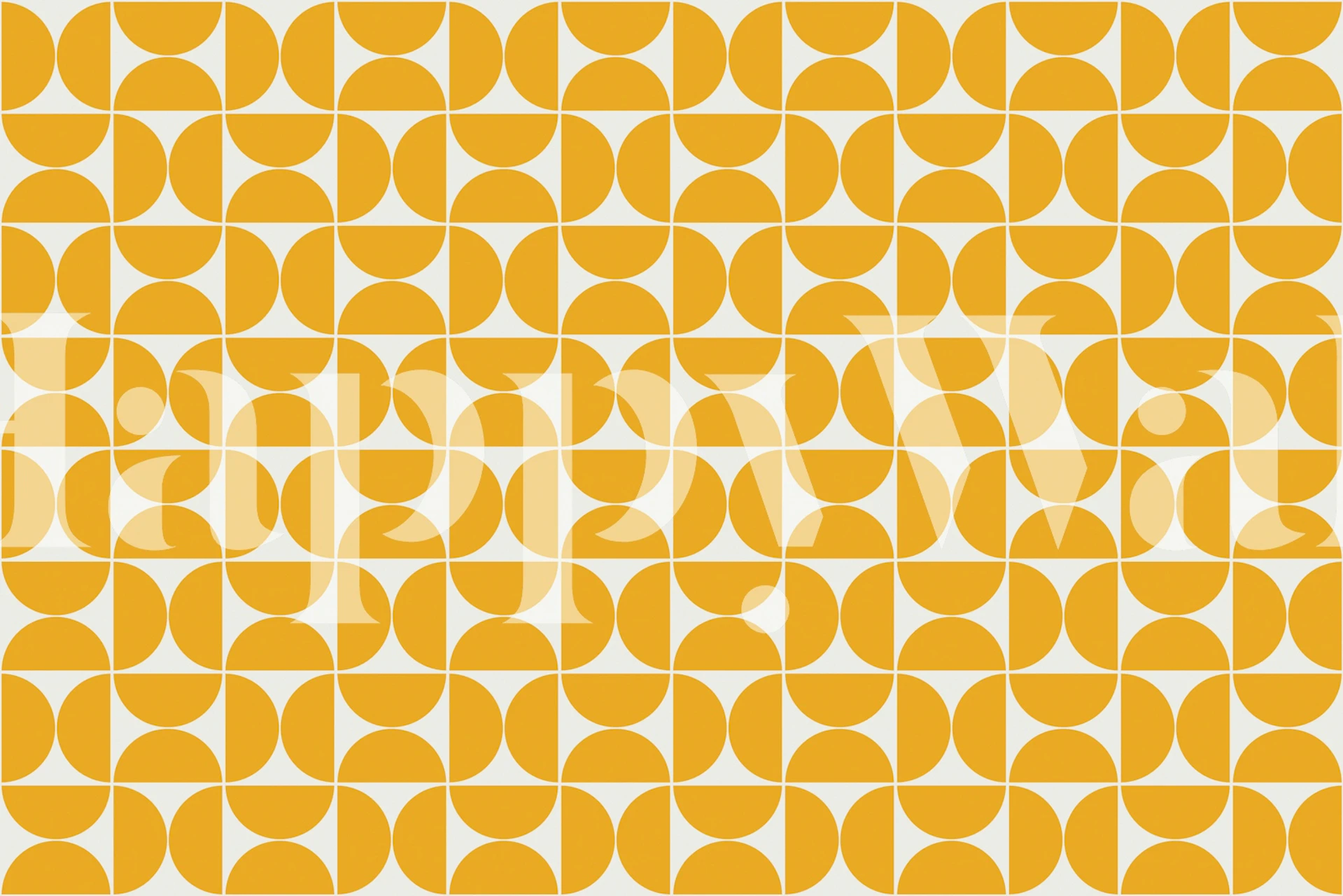 Geometric circular pattern in yellow on white background wallpaper