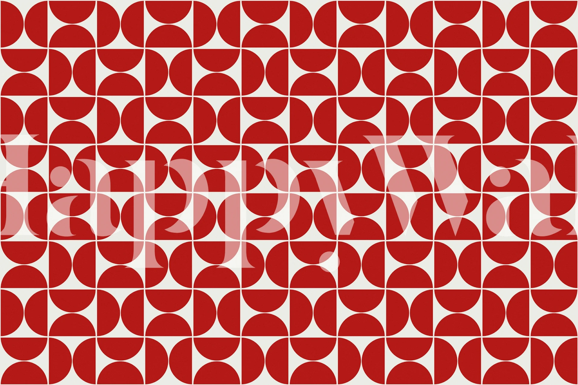 Mid-Century Modern Geometric Red Pattern Wall Mural