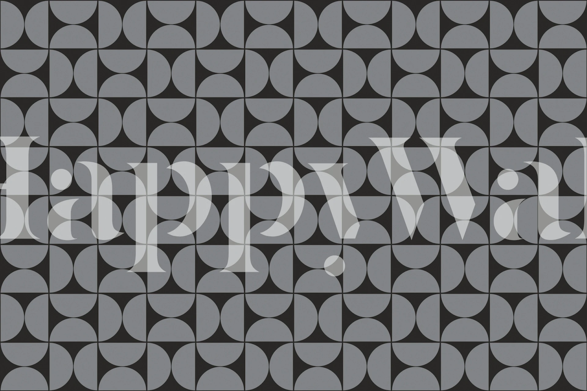 Geometric black and gray wallpaper design with circular patterns