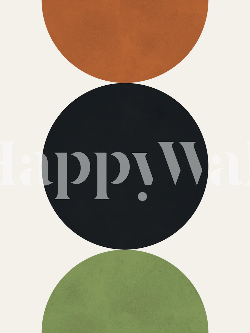 Geometric circles in earthy tones: orange, black, green wallpaper