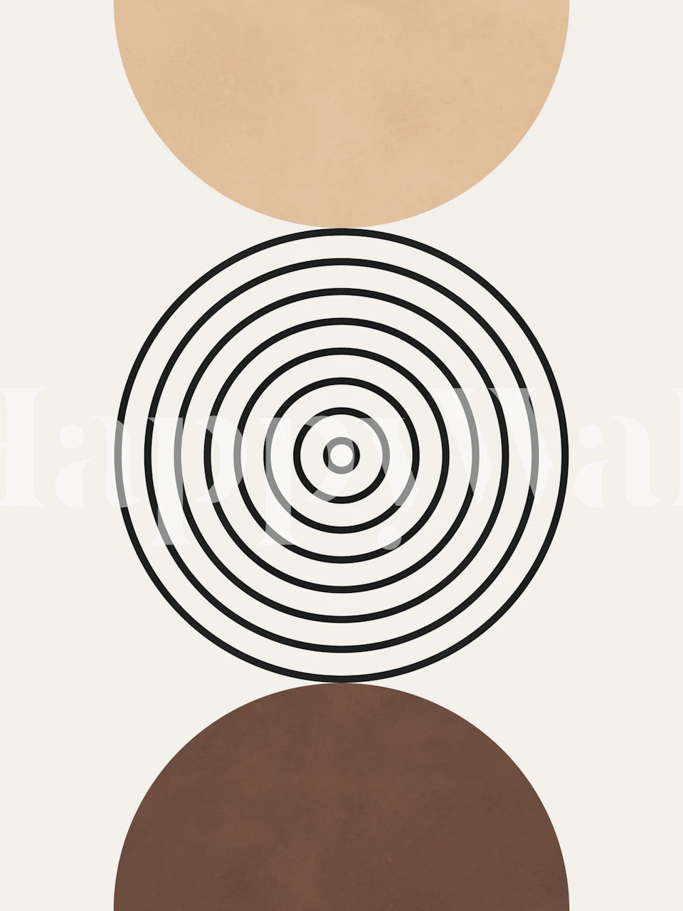 Geometric circles and semicircles in beige and brown tones wallpaper