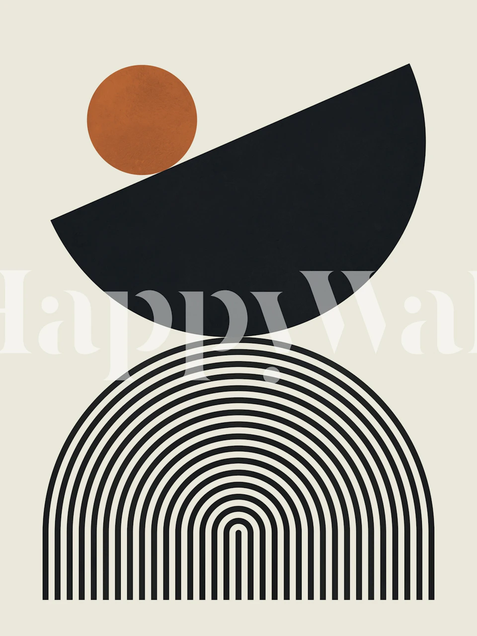 Circles and semicircles wallpaper in a room