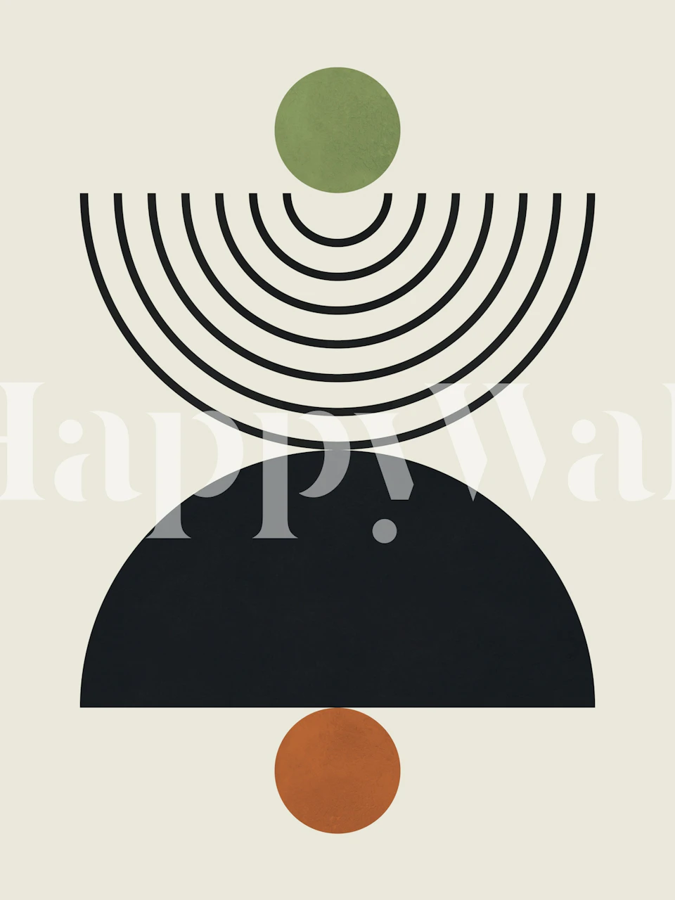 Circles and semicircles wallpaper in a room