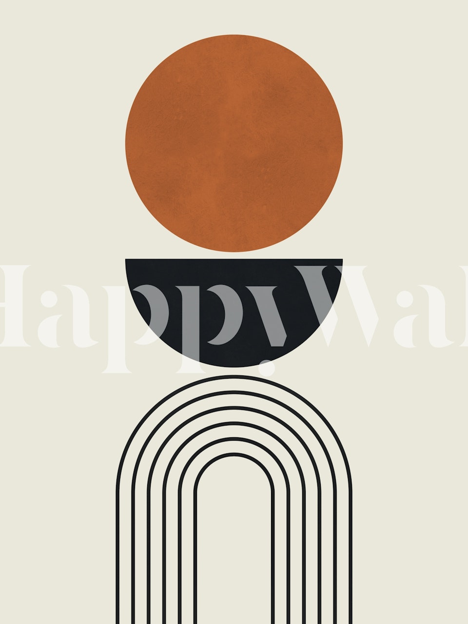 Geometric shapes with circles and arches in earthy tones wallpaper