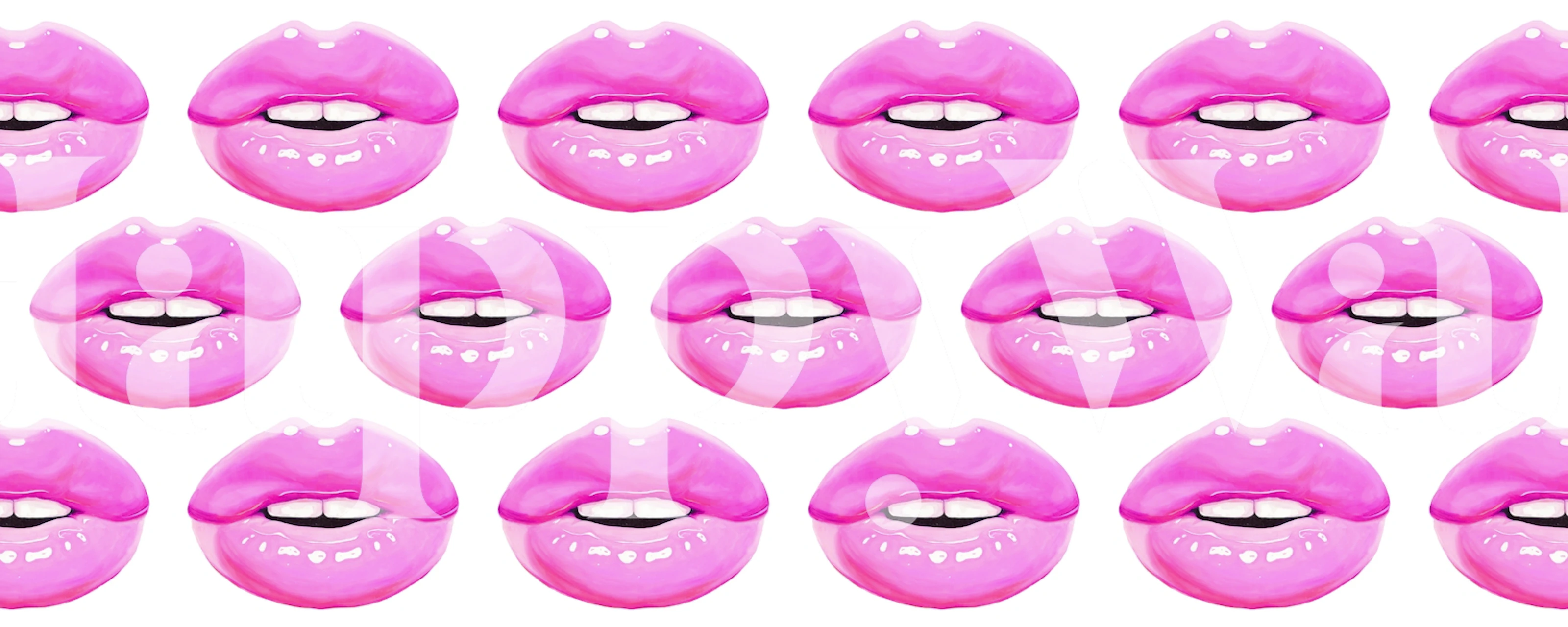 Pink lips wallpaper design in a room