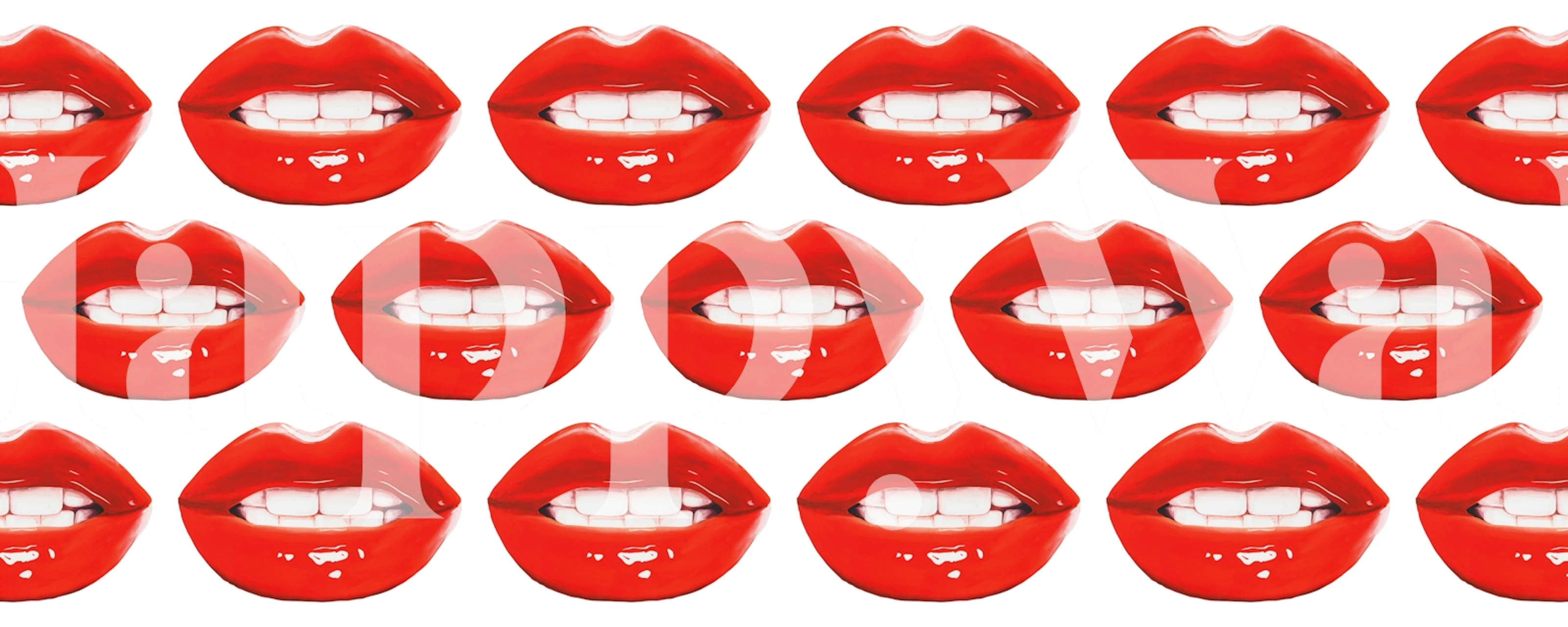 Pattern of glossy red lips with white teeth wallpaper