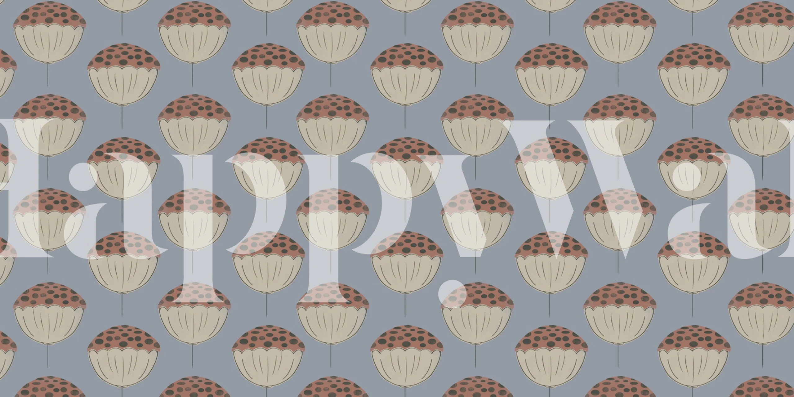 Mid Century Flower Blue Tapetenmuster angezeigt