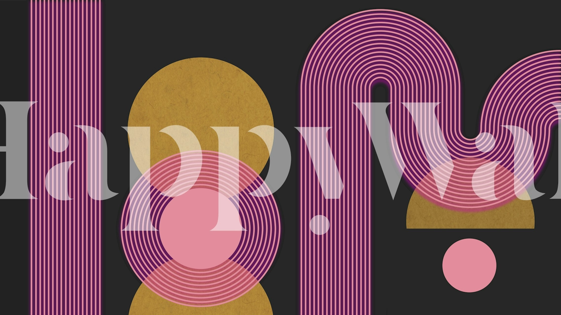 Geometric pink and gold shapes with curved lines wallpaper