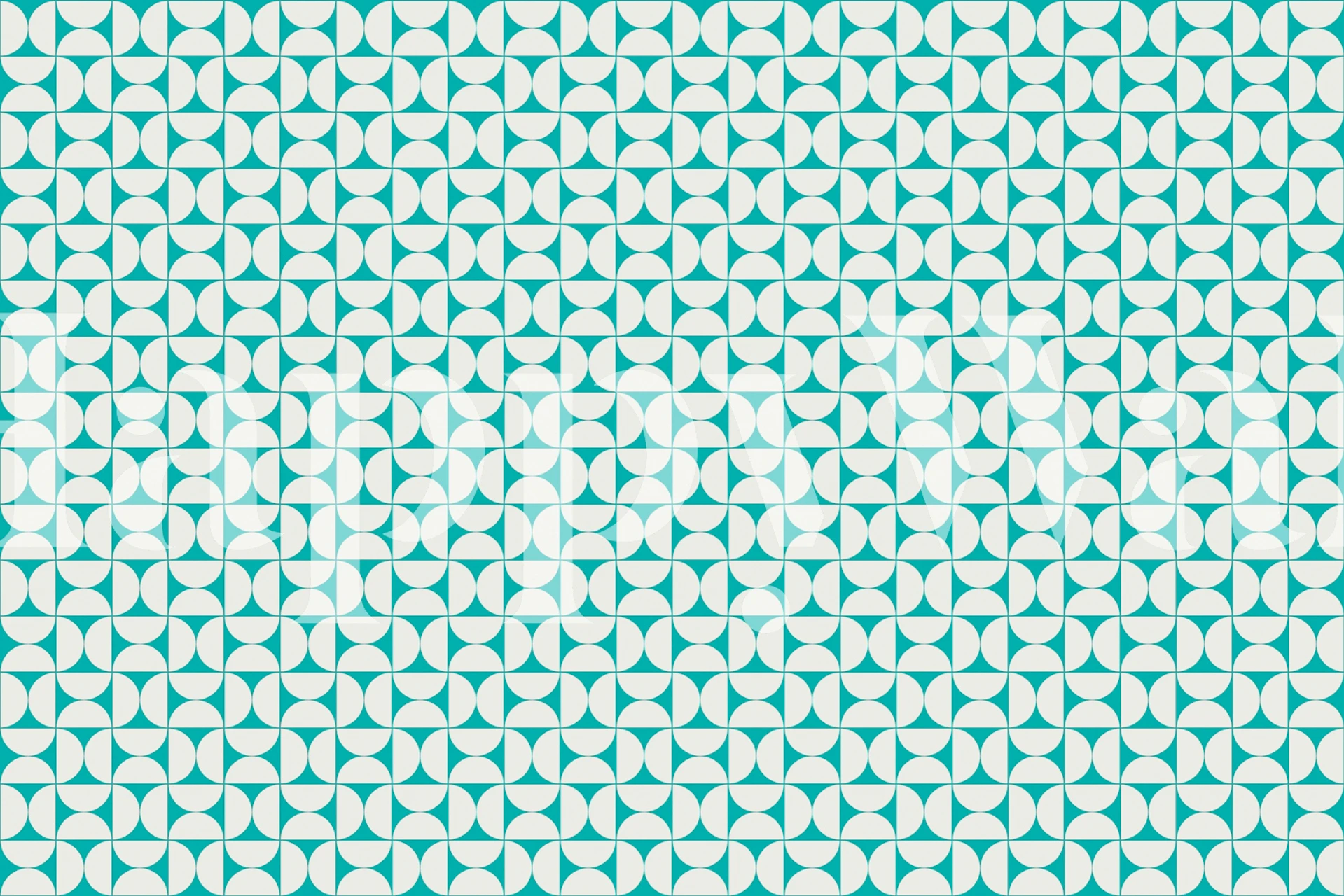 Geometric aqua and cream design mid-century modern wallpaper