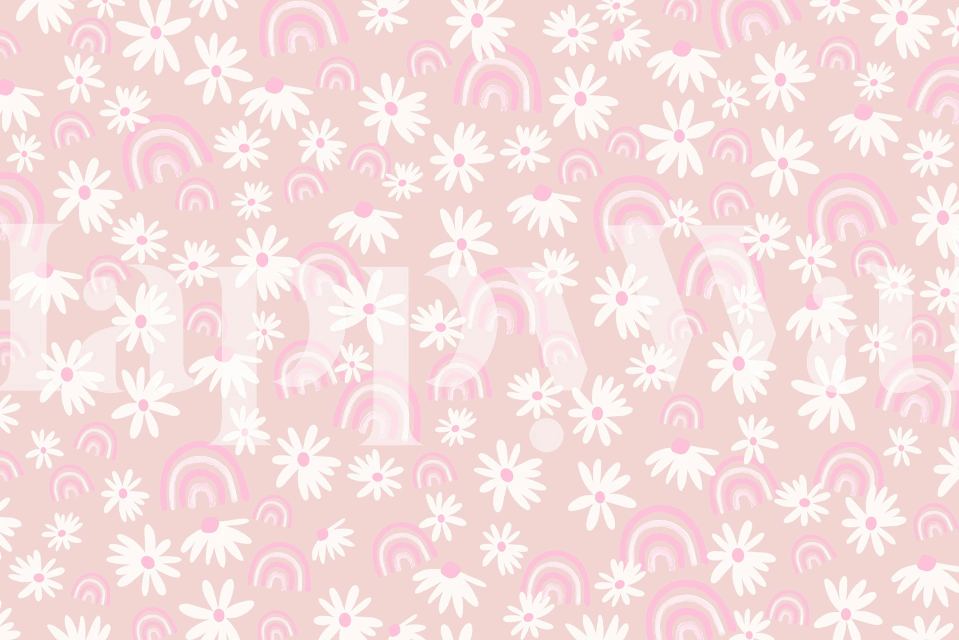 Rainbow Daisy Dream wallpaper in a room