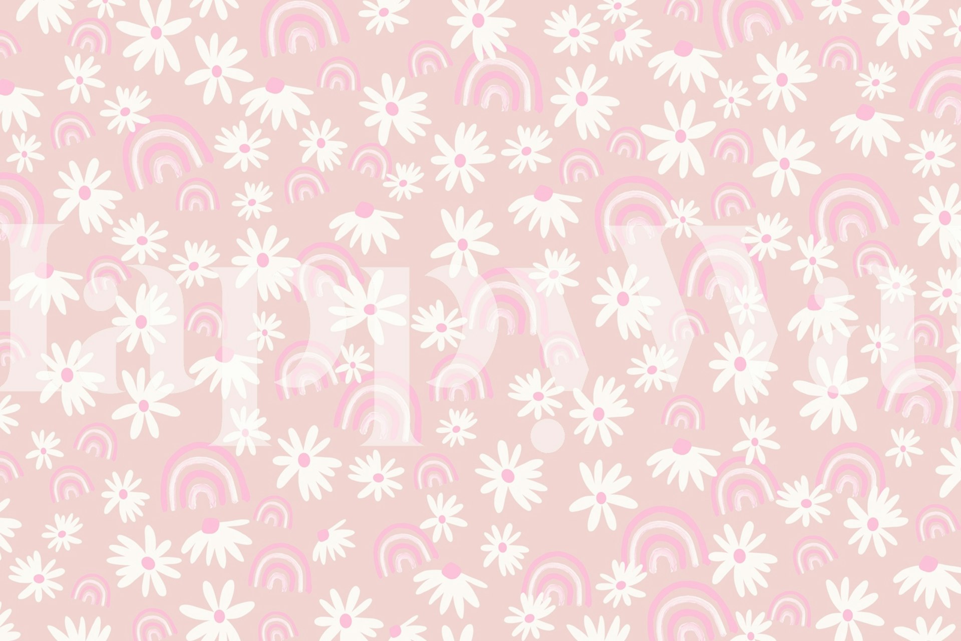 Rainbow Daisy Dream wallpaper in a room