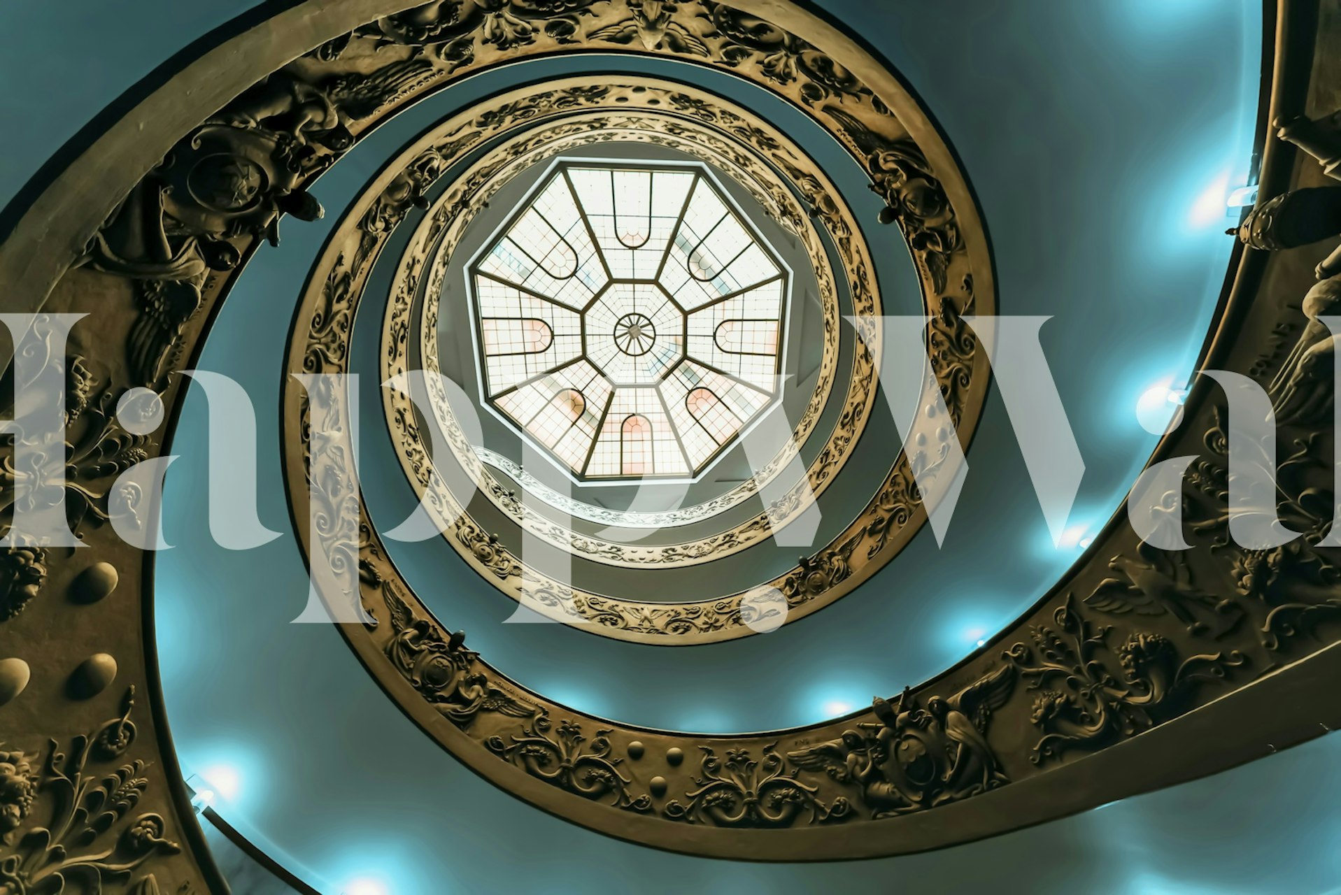 Spiral Skylight Tapete, das in einem Raum angezeigt wird