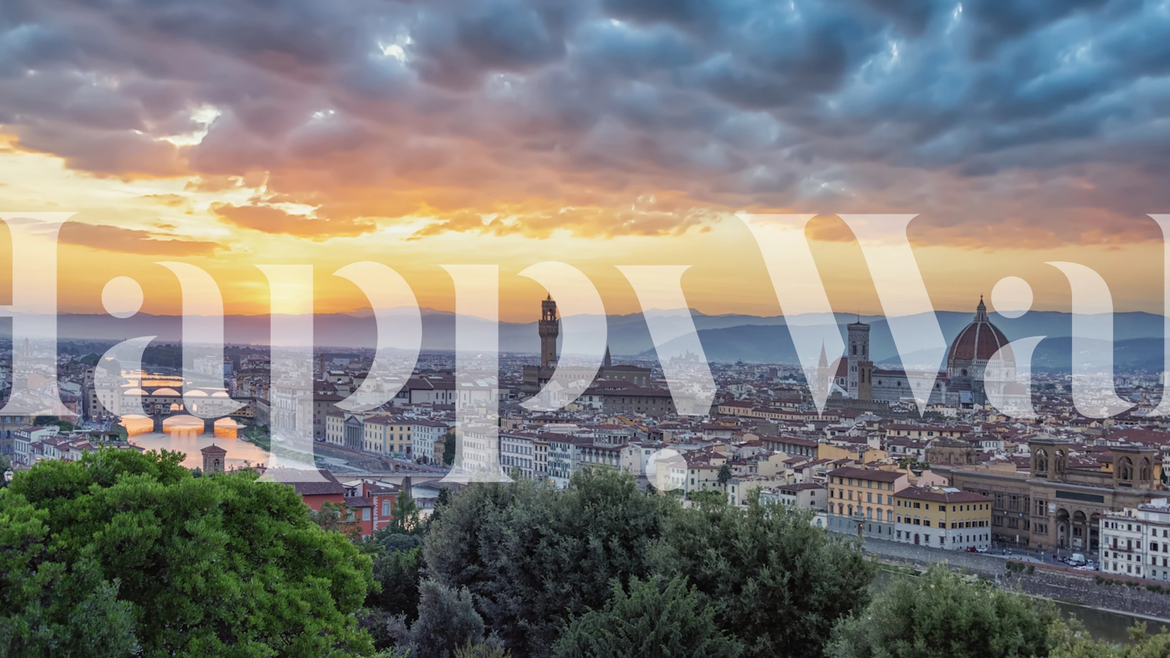 Papel de parede Florence City em um quarto