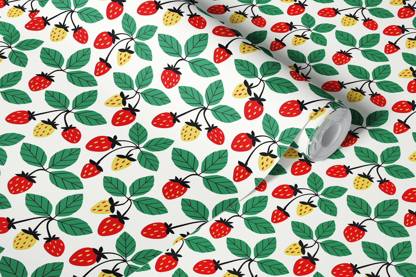 Strawberry Patch - modern wallpaper roll