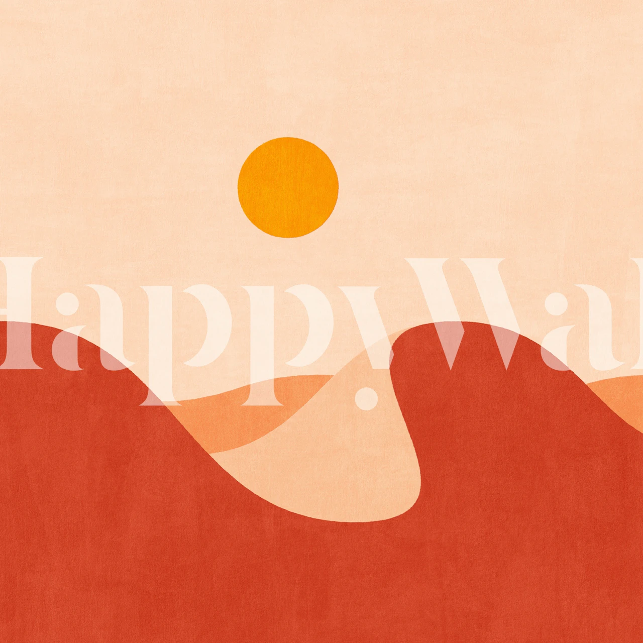 Desert landscape wallpaper in a bright room