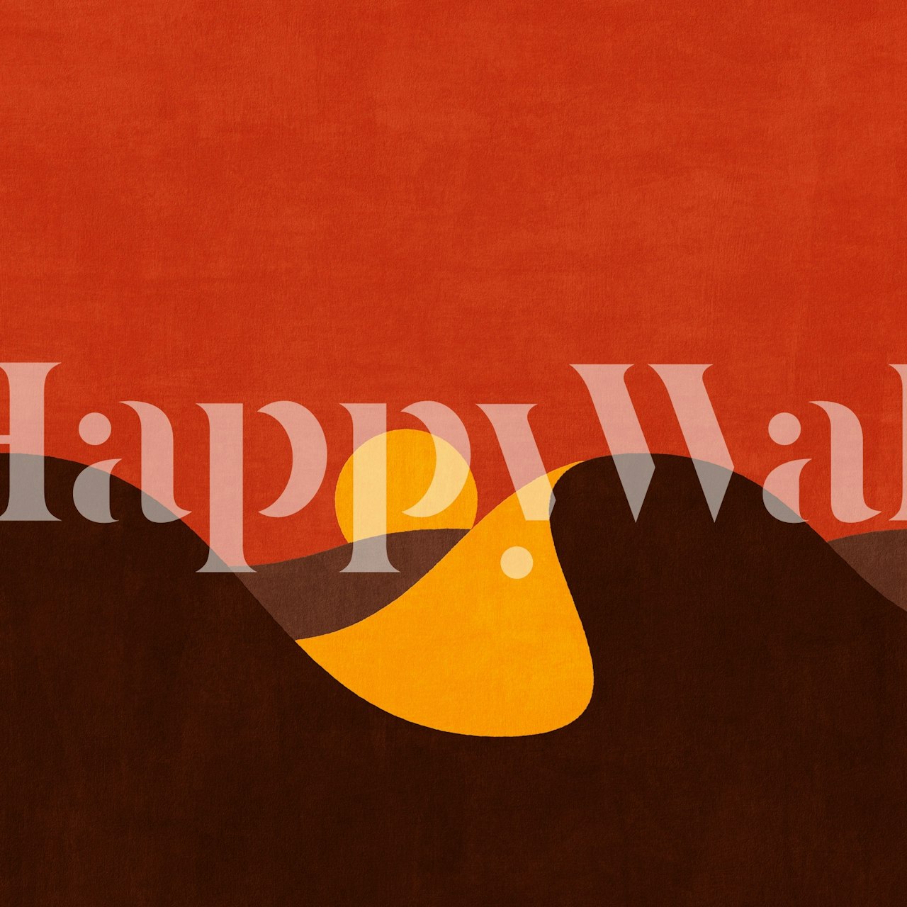 Sunset landscape with yellow sun and brown hills wallpaper