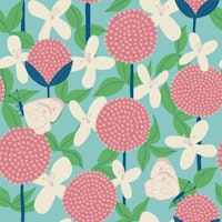 Allium and Clematis with Butterflies - Mint behang