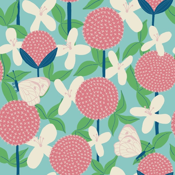 Allium and Clematis with Butterflies - Mint