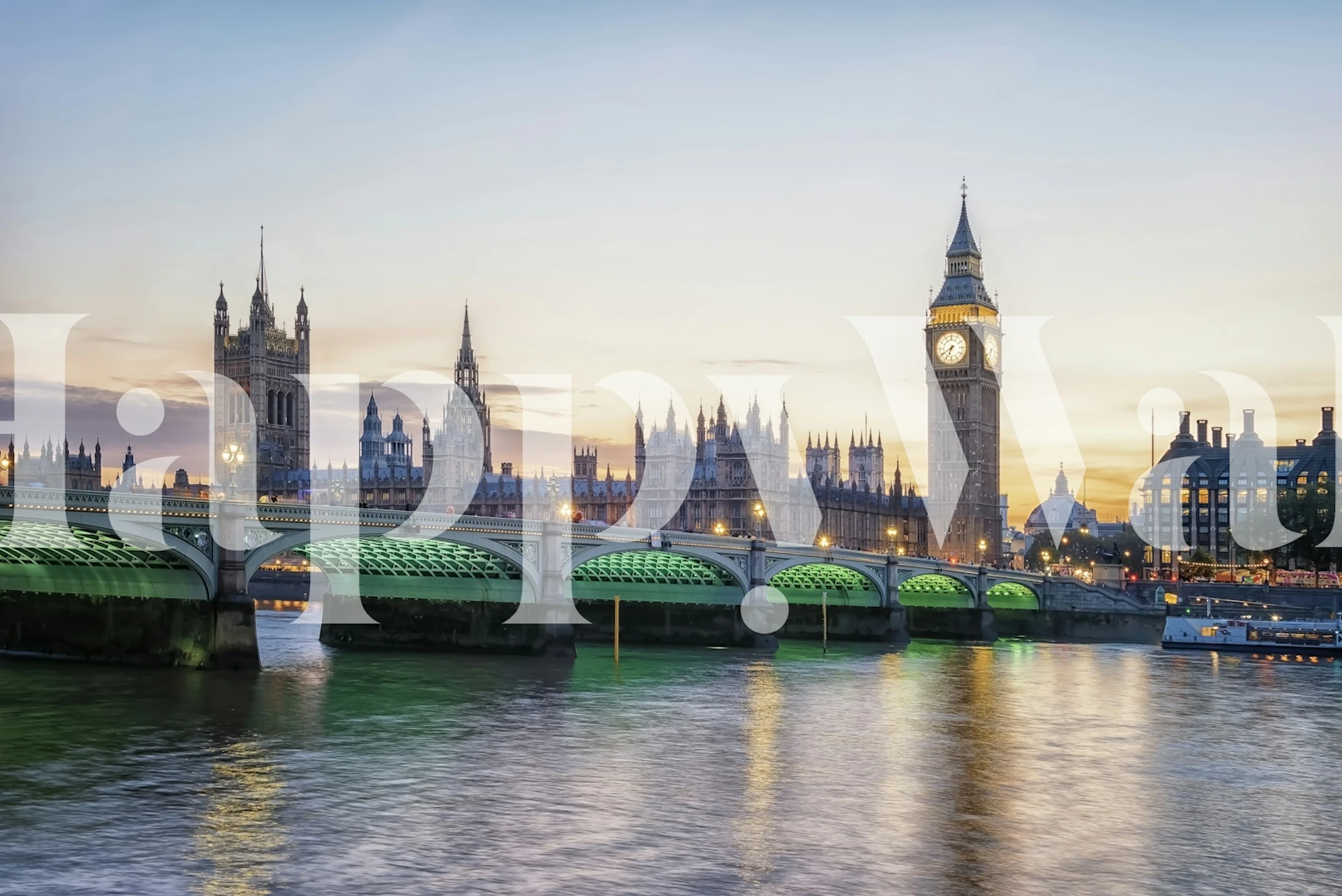 Londons skyline med Big Ben och Houses of Parliament fototapet i skymningen