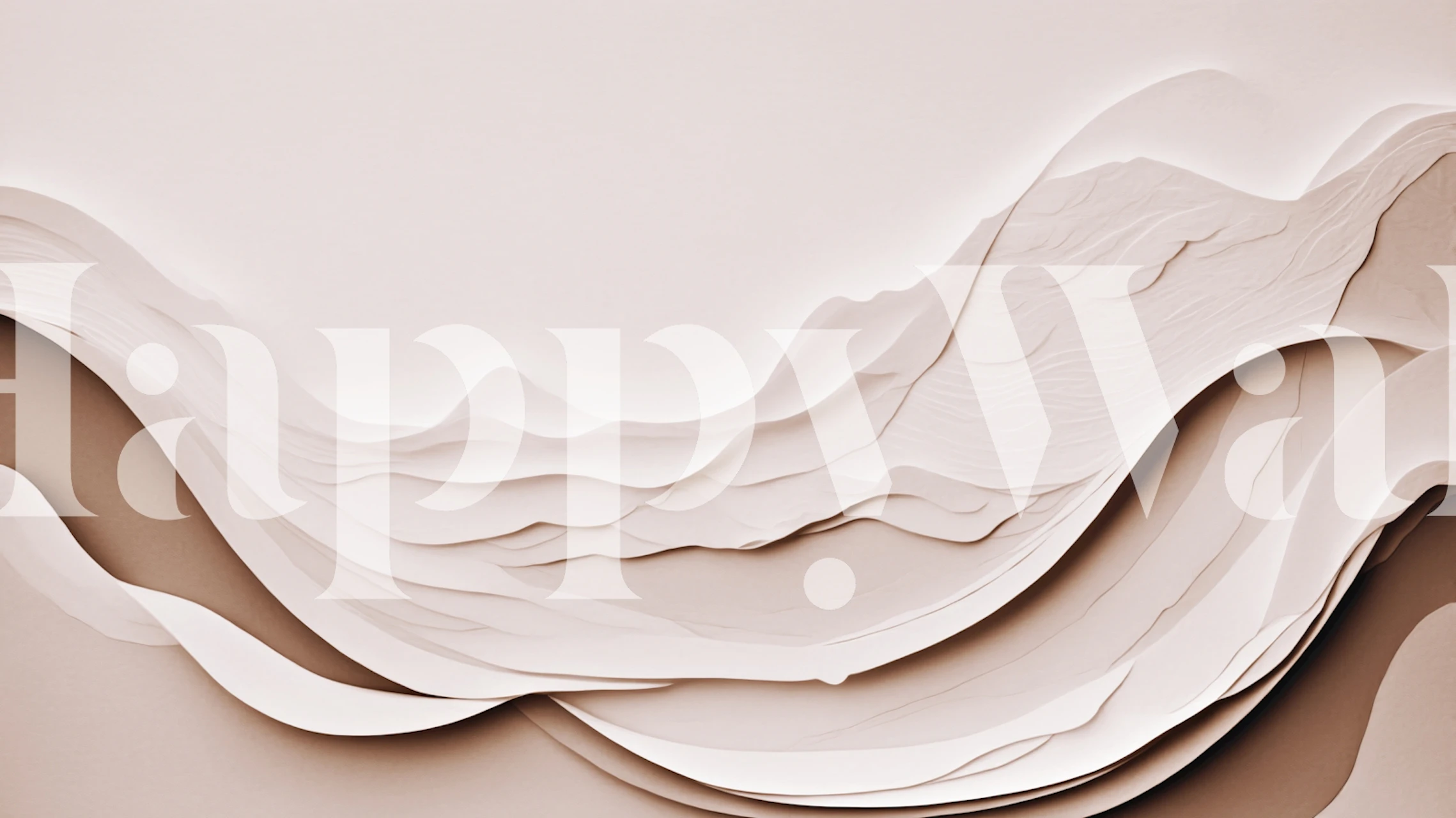 Papel De Parede Abstract Waves Beige Creme Em Um Quarto