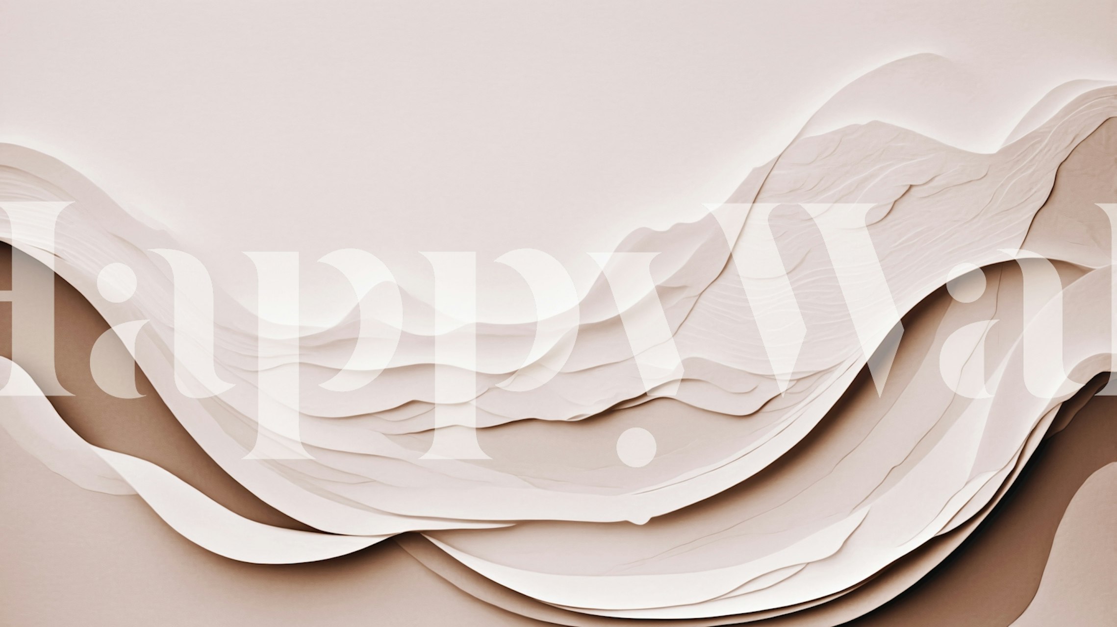 Abstract Waves Beige Creme Tapetti Huoneessa