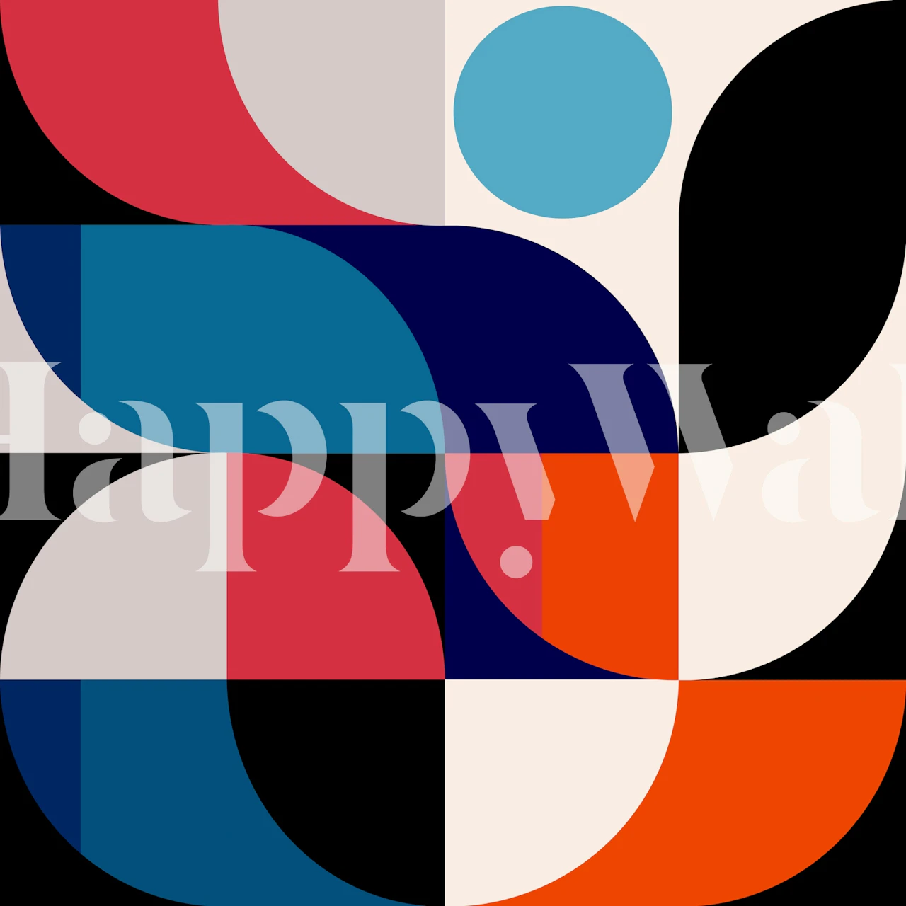 Colorful geometric wallpaper in a room