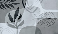 Abstract Botanical Mid Century Art Grey ταπετσαρία