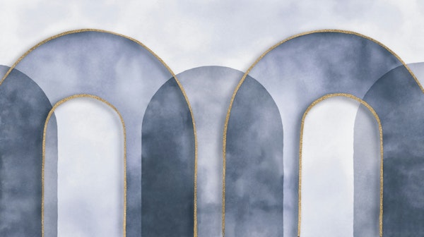 Arch Mid Century Watercolor Blue.