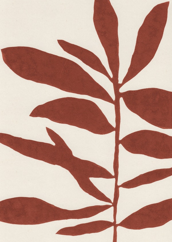 Linocut Branch #3 / Saffron Red