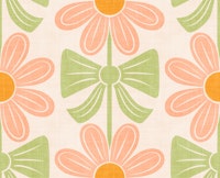 Preppy Floral and Bows Pink Green Orange papel de parede