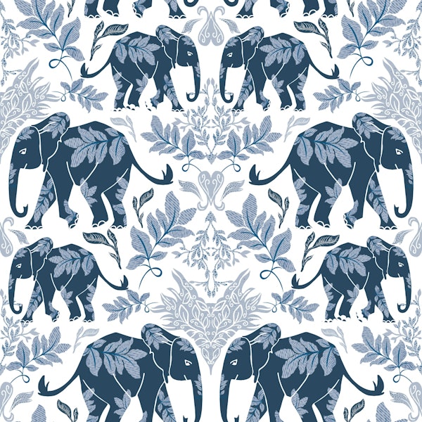 Blue elephants in the jungle