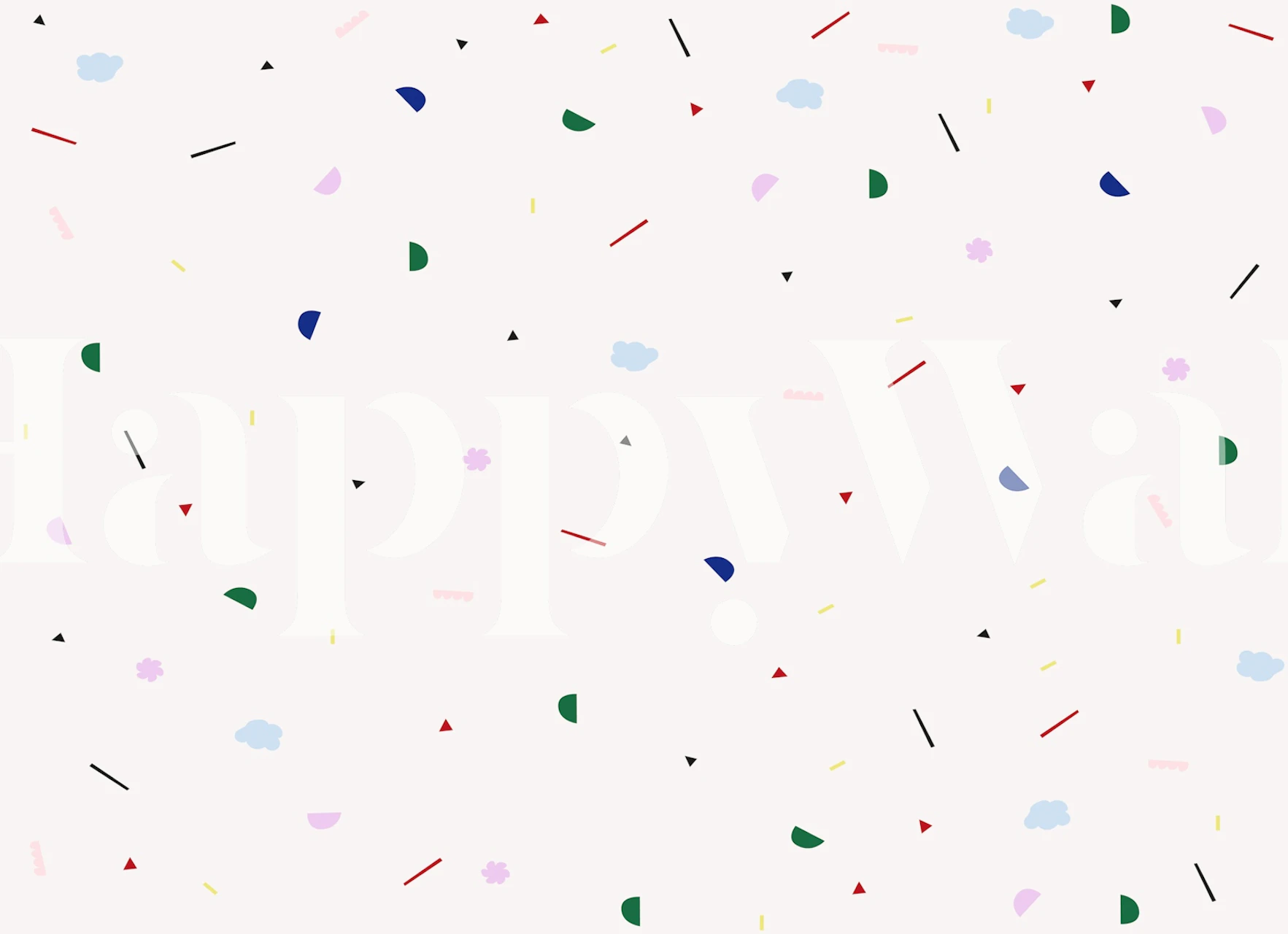 Colorful happy shapes wallpaper in a room