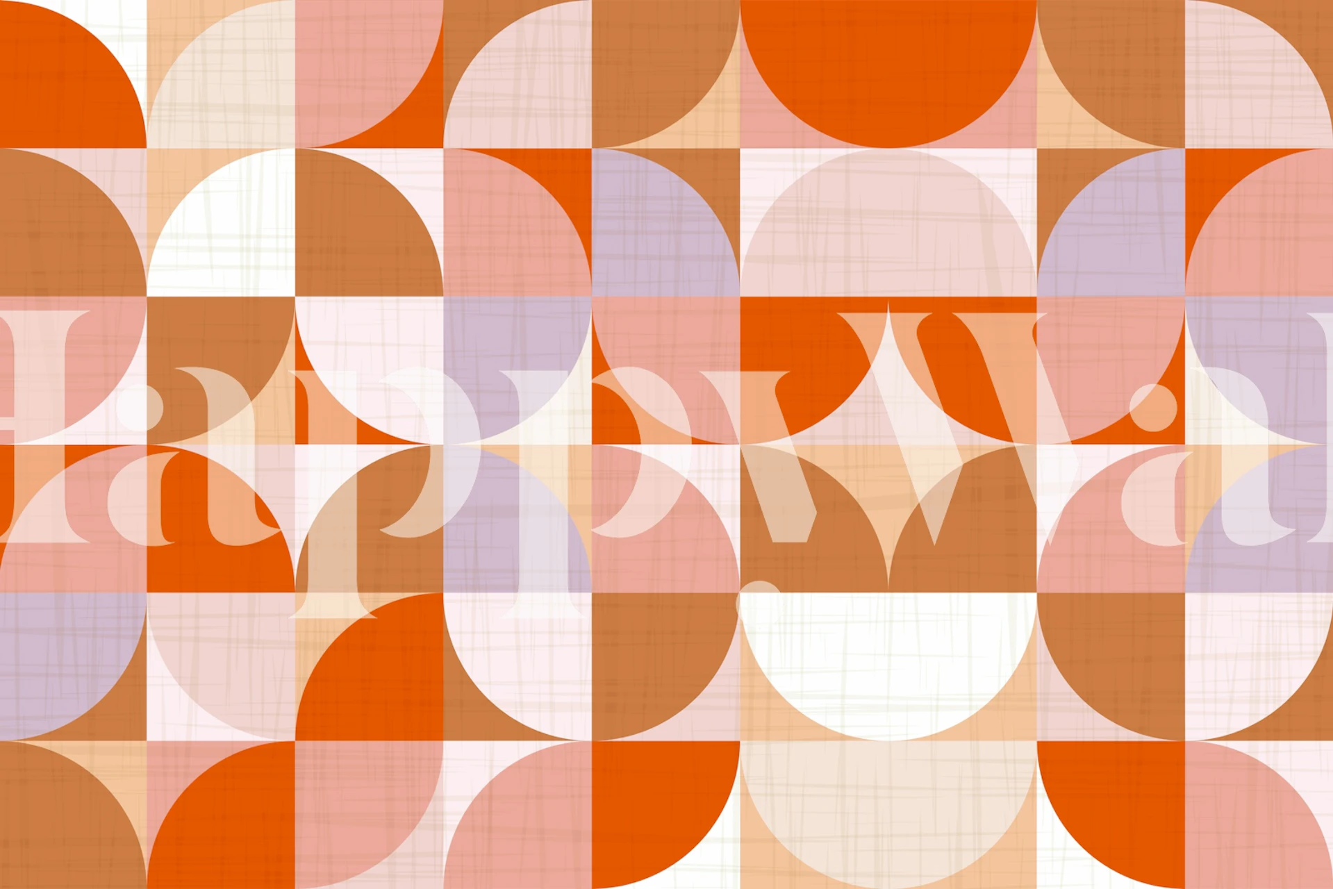 Warm mid-century modern Bauhaus wallpaper in a room