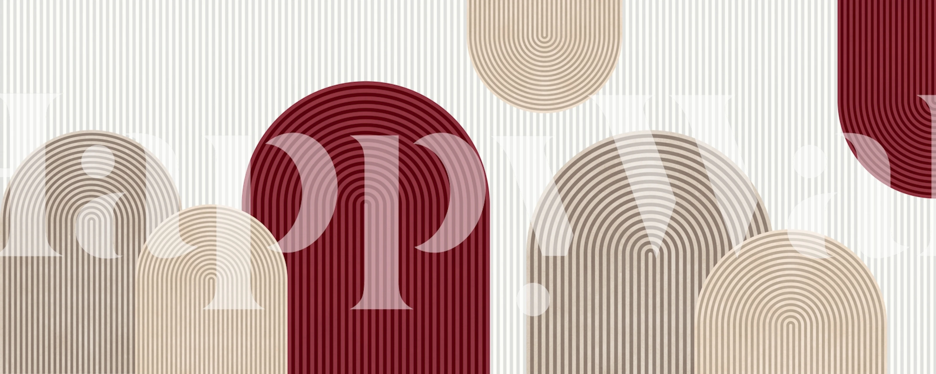 Abstract lines in red and beige shades wallpaper