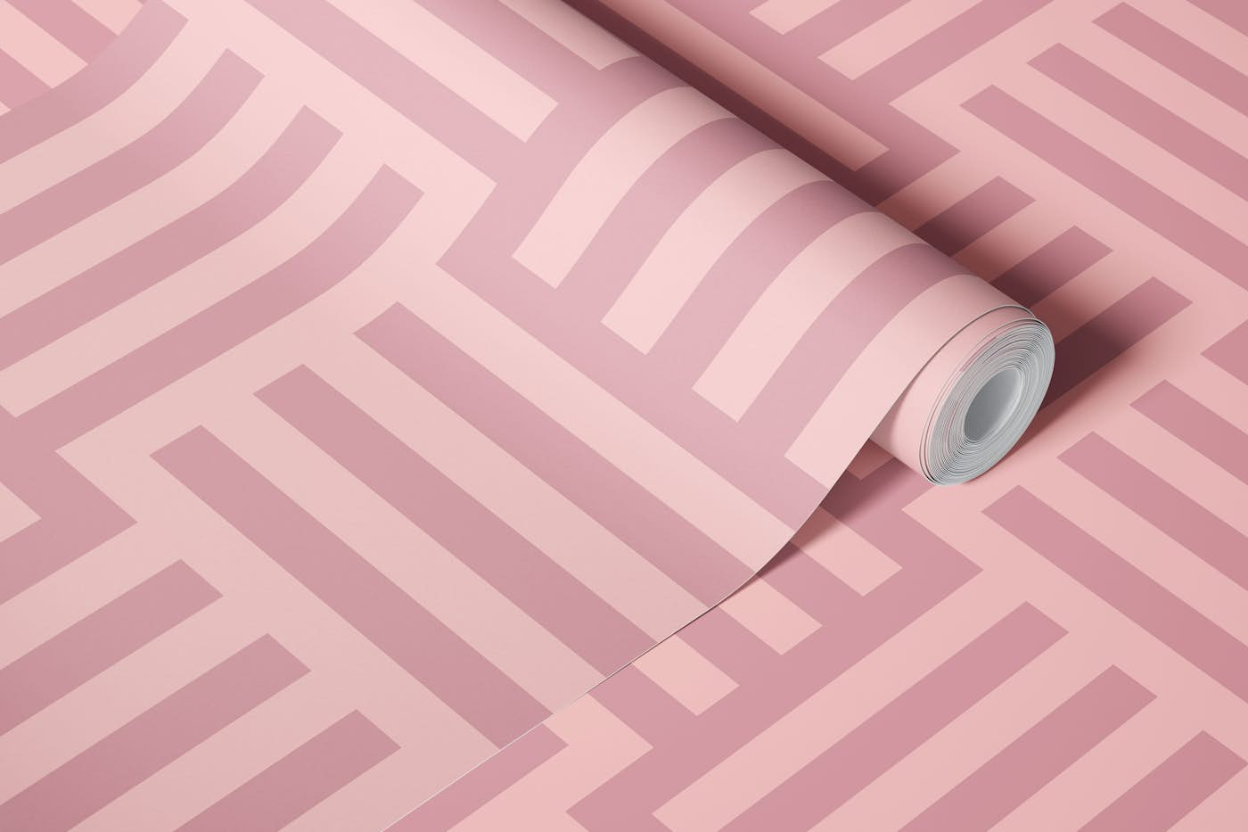 Horizontal Vertical Stripes - Mauve - L wallpaper roll