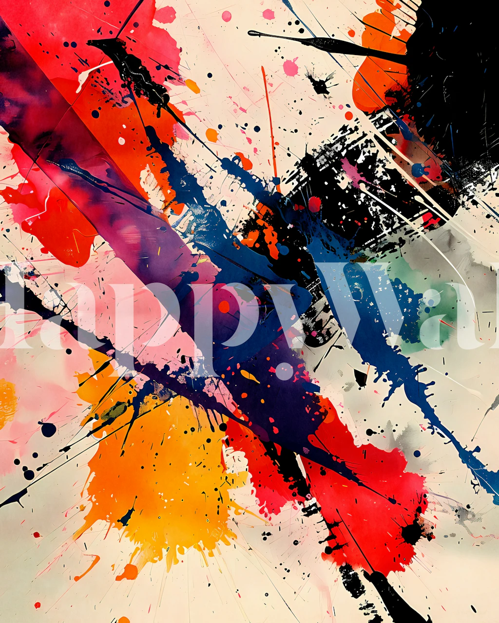 Vibrant brush strokes wallpaper in a room