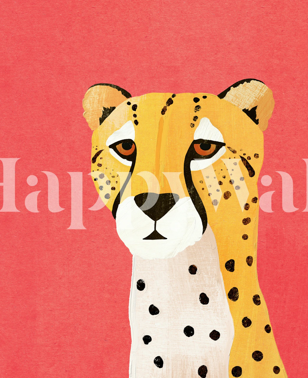 Cheetah face design in yellow on pink background wallpaper