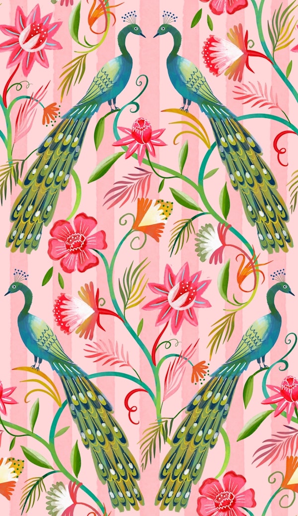 chinoiserie peacock colorful