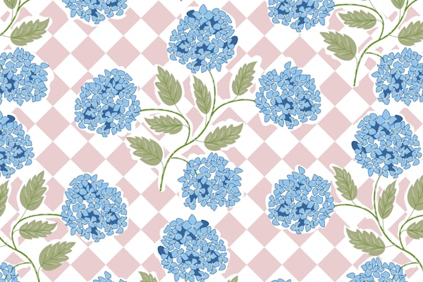 Preppy Hydrangea Check Floral
